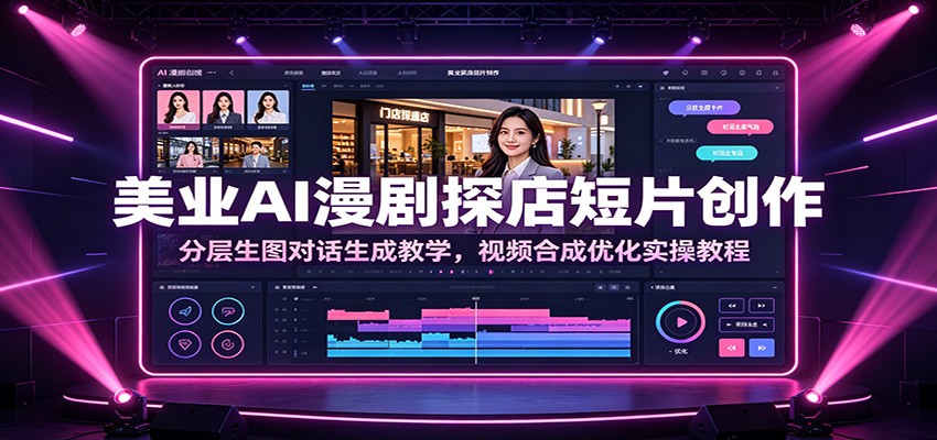 美业AI漫剧探店短片创作：分层生图对话生成教学，视频合成优化实操教程-大米网创