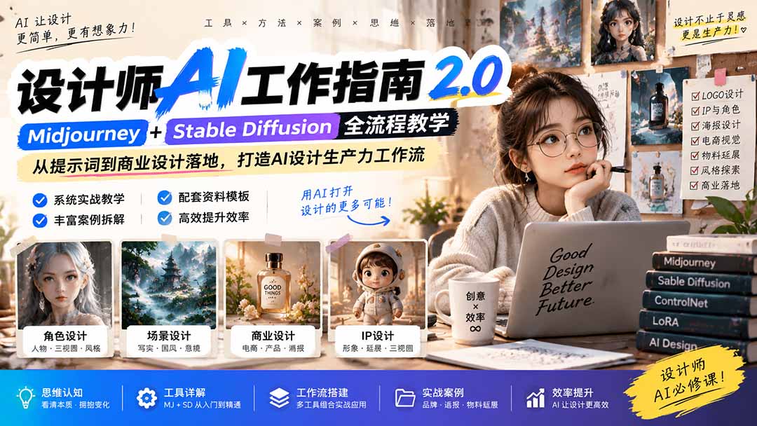 《设计师AI工作指南 2.0》-无水印课：从思维落地，解锁 AI 设计生产力-大米网创
