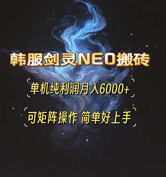 韩服剑灵NEO搬砖攻略，单机纯利润月入6000+ 可矩阵操作，简单好上手。-大米网创