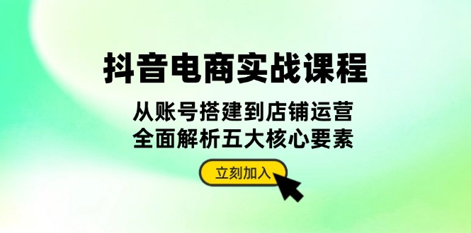 抖音 电商实战课程：从账号搭建到店铺运营，全面解析五大核心要素-大米网创