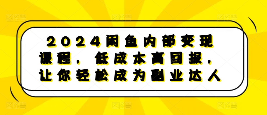 2024闲鱼内部变现课程，低成本高回报，让你轻松成为副业达人-大米网创