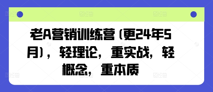 老A营销训练营(更24年11月)，轻理论，重实战，轻概念，重本质-大米网创