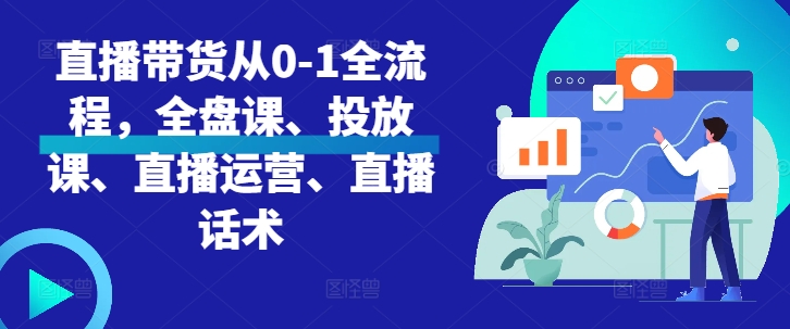 直播带货从0-1全流程，全盘课、投放课、直播运营、直播话术-大米网创