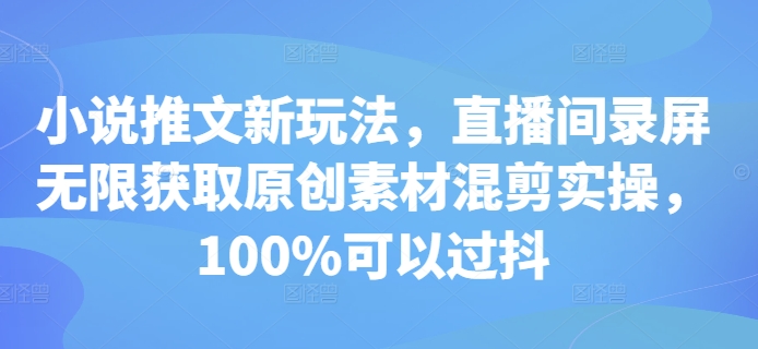 小说推文新玩法，直播间录屏无限获取原创素材混剪实操，100%可以过抖-大米网创