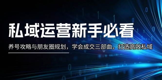 私域运营新手必看：养号攻略与朋友圈规划，学会成交三部曲，打造高效私域-大米网创